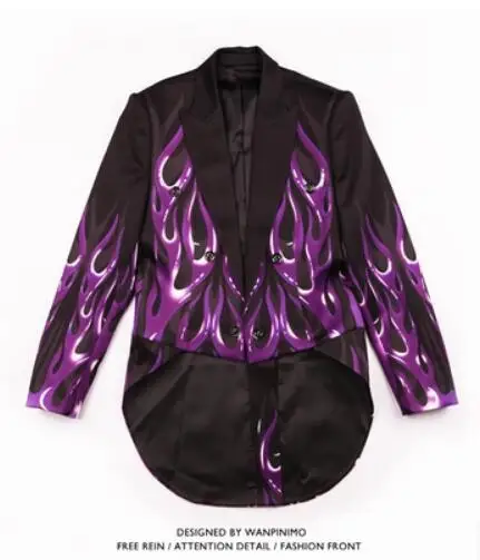 Новинка 2017 Мужская одежда для ночного клуба костюм под смокинг певица с черным