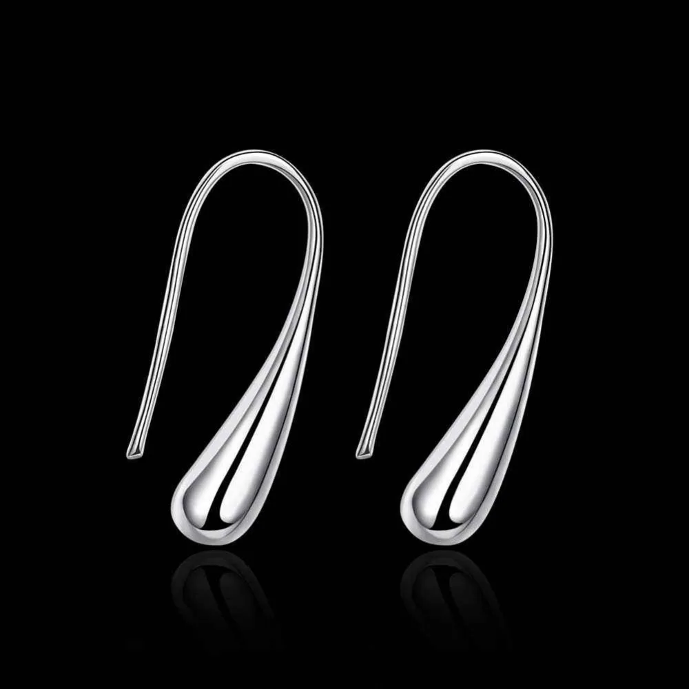 Женские серьги капельки с серебряным покрытием простой модный стиль 2020 опт