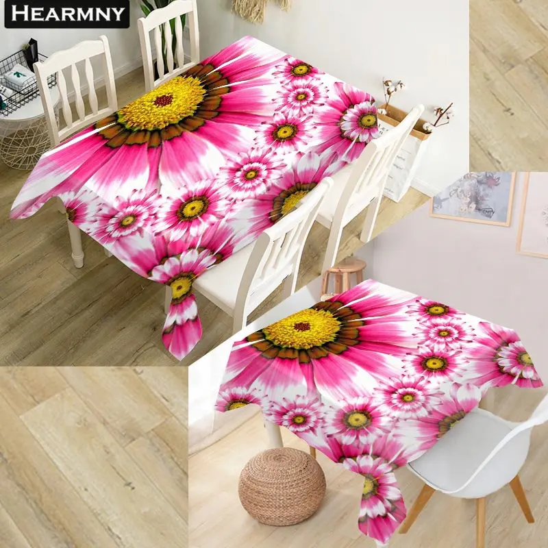 HEARMNY Pink Flower Tablecloth 3D Oxford Fabric Square/Rectangular Dust-proof Table Cover For Party Home Decor TV Covers - Цвет: 13