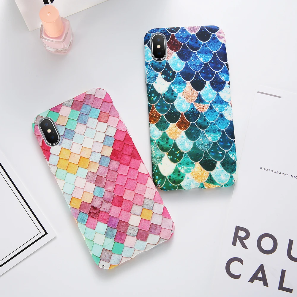Kisscase 3D рыбы Весы чехол для iPhone 6 7 5S х Samsung S8 S7 note 8 Case милый розовый Huawei P10 p9 плюс