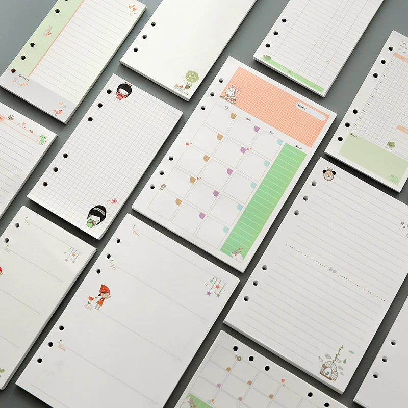 Бумажные заправки filofax цветная бумага с кольцевыми отверстиями A5 A6 еженедельная