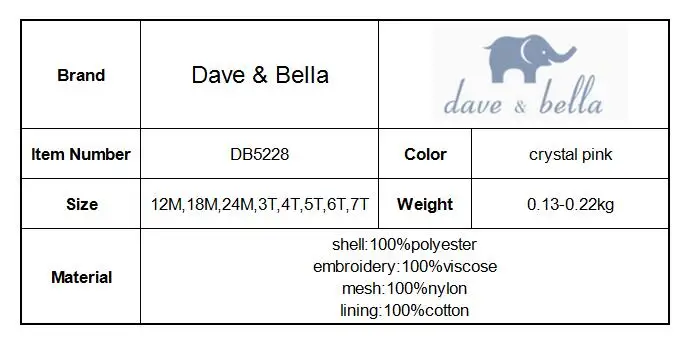 Dave bella/летнее платье принцессы для маленьких девочек детское платье с цветочным рисунком детское свадебное платье детское платье Детские костюмы в стиле Лолиты DB5228