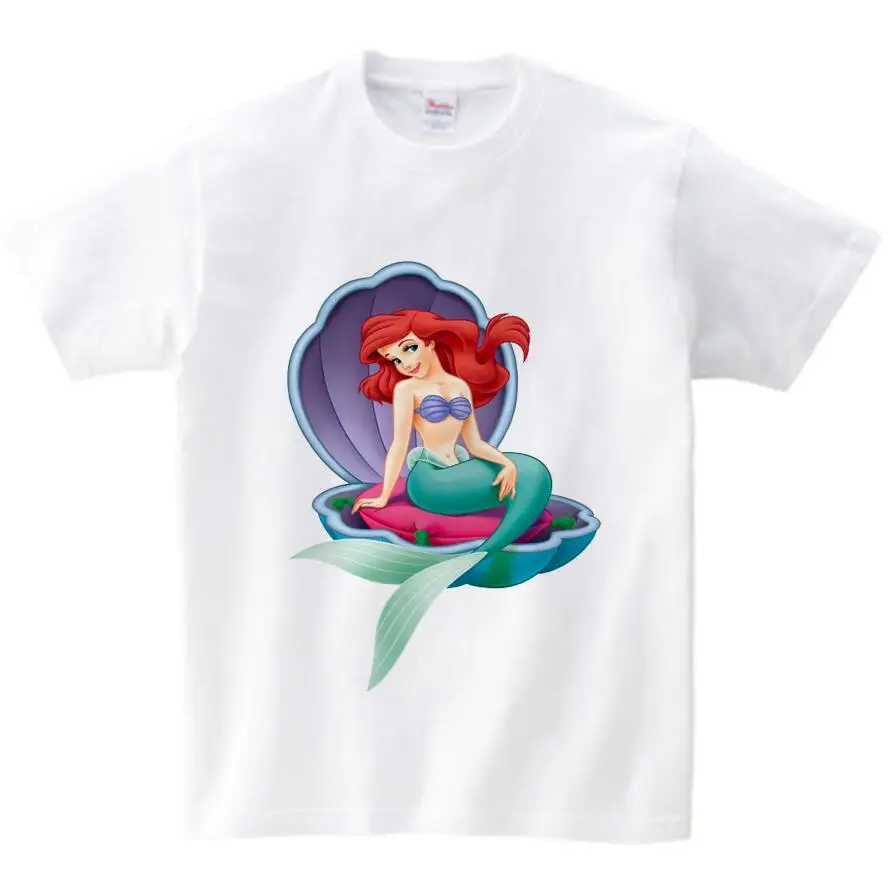 White childreT-shirt Футболка с 3D-принтом русалки; детские летние топы унисекс; Милая футболка с короткими рукавами для девочек; Детский Повседневный костюм; футболка NN - Цвет: White childreT-shirt