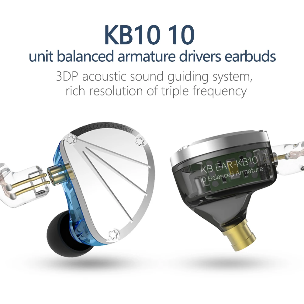 KBEAR KB10 5 сбалансированный арматурный драйвер наушники HIFI монитор с басом 2PIN
