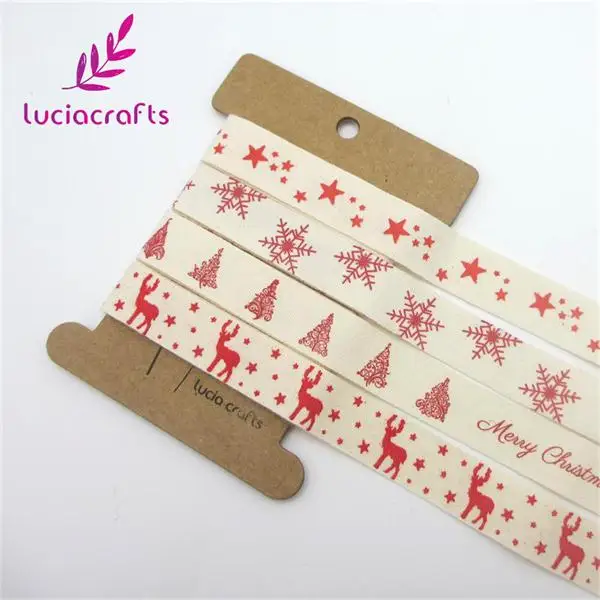 Lucia Crafts 5/8 ''15-16 мм Рождественская мультяшная печать хлопковые ленты подарочная упаковка «сделай сам» аксессуары ручной работы Q0405 - Цвет: Mixed Type 11