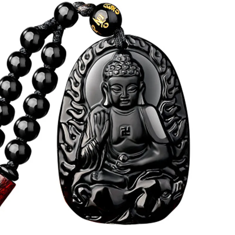 Medallion Obsidian Pendant 12 Zodiac Orthodox Buddha Eight Guardian God Necklace Women's Day as a male amulet | Украшения и