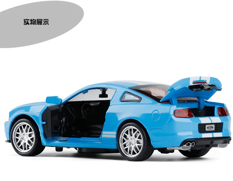 Моделирование сплава литья под давлением 1:32 игрушечных машин Mustang Шелби GT500 модель автомобиля металла игрушка с инерционным механизмом автомобиля со звуком и светом