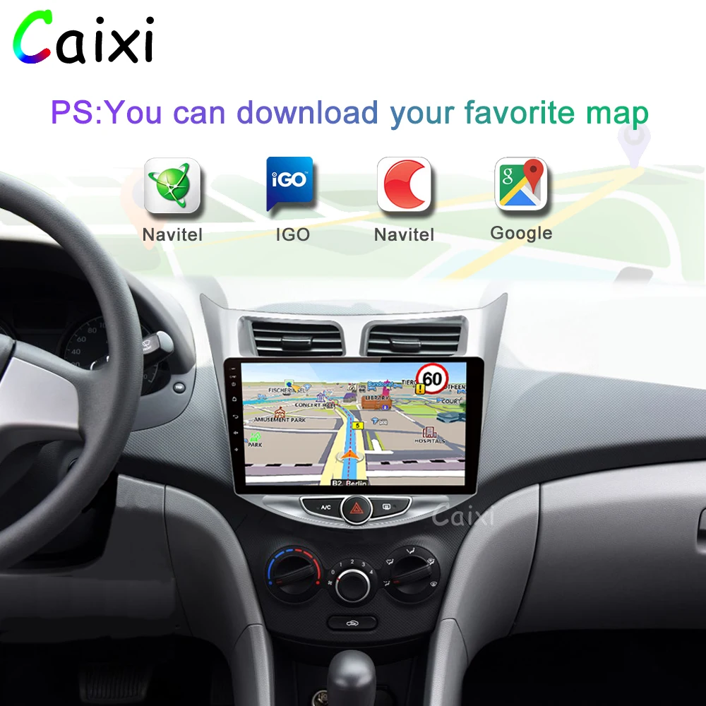 CAIXI 2 din Android 8,1 Автомагнитола для hyundai Solaris Verna 2011 2012 2013- gps навигация автомобильный мультимедийный слой