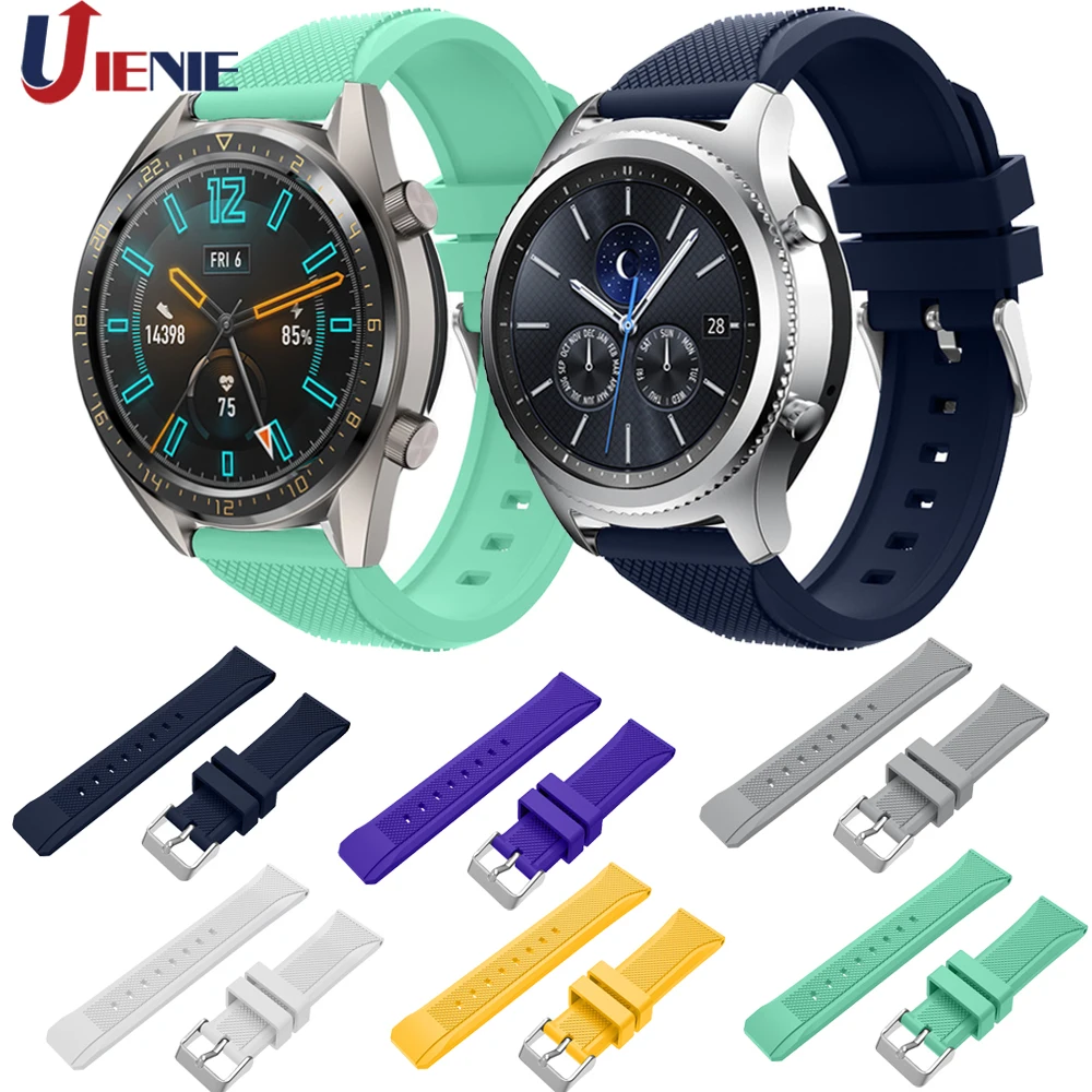 Ремешок силиконовый для наручных часов спортивный браслет Huawei Watch GT 2 Samsung Gear S3