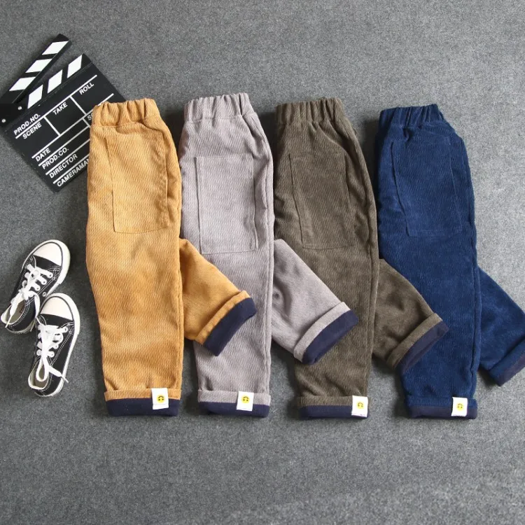 winter new fashion baby corduroy pants boys thicken solid straight trousers children keep warm bottoms child autumn |