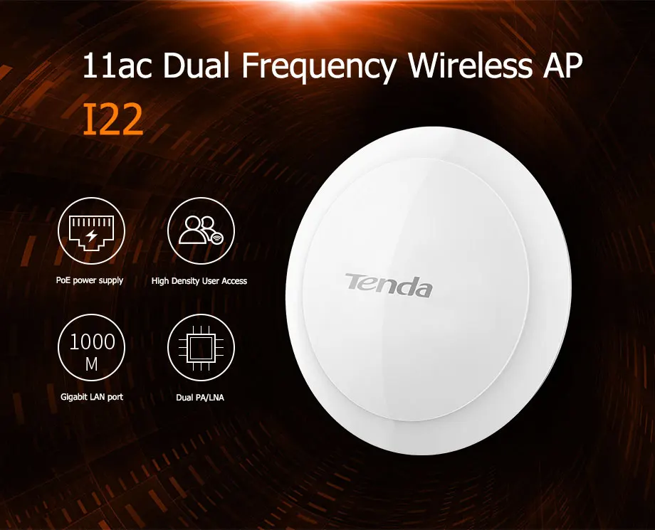 Tenda i22 Крытый потолок 1200 Мбит/с 11ac 2,4G/5 ГГц беспроводной WiFi точка доступа WiFi ретранслятор расширитель маршрутизатор с PoE адаптер