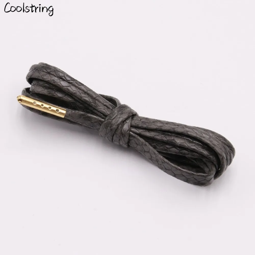 Coolstring/плоские шнурки из змеиной кожи; цвет белый, красный, серый, коричневый; роскошные кожаные шнурки с золотыми металлическими шнурками для спортивных кроссовок