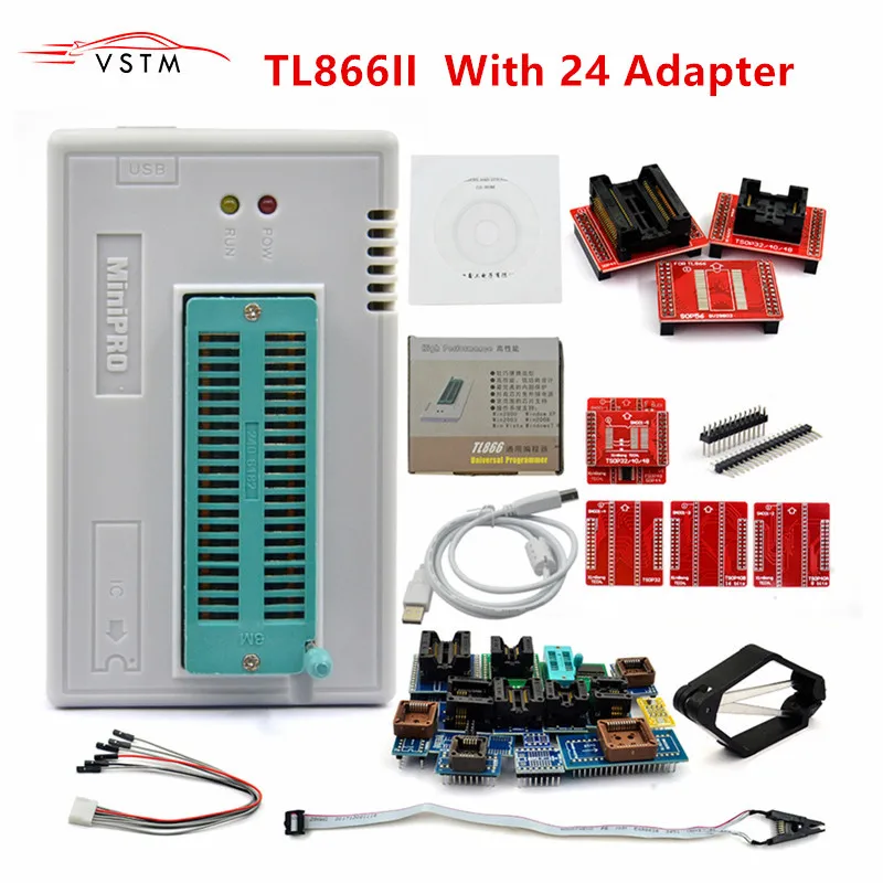 TL866 II Plus оригинальный USB Универсальный программатор EEPROM FLASH с адаптерами 24/25/28