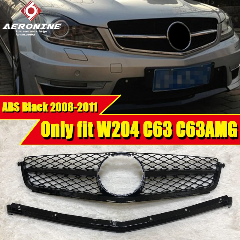 Подходит только для W204 C63 C63AMG ABS Черная Спортивная Передняя решетка гриля C class C180