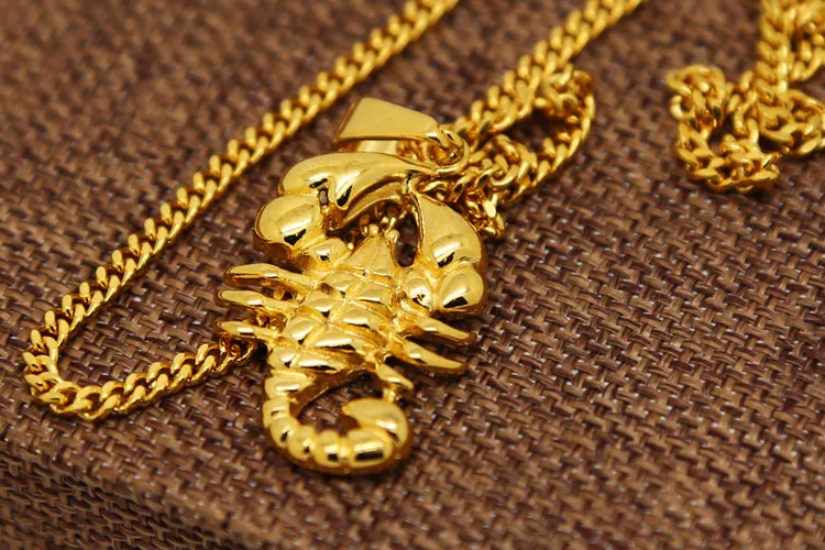 Мужское ожерелье золотого цвета с подвеской Скорпион и 3 мм 24 дюйма|necklace high