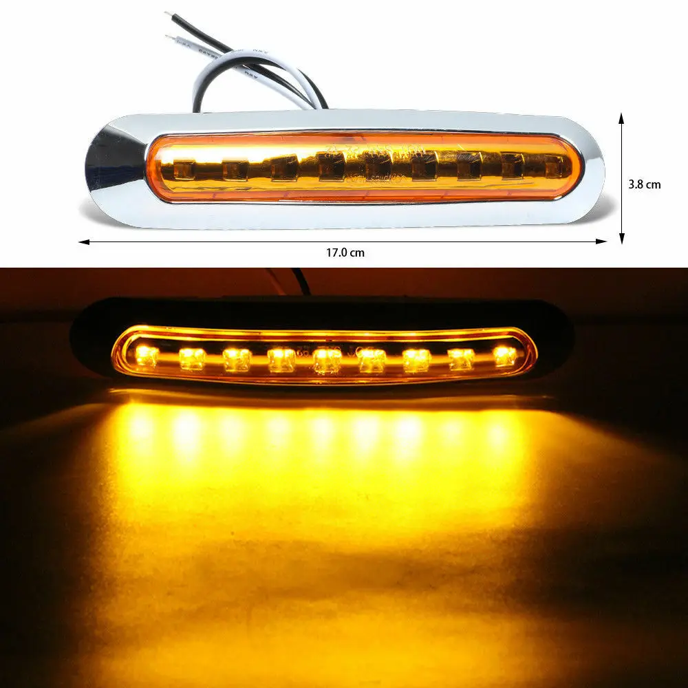 Fuleem 4 шт. 9LED Хромированные Кольца LED Янтарный боковой маркер грузовик прицеп