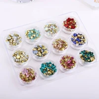 12 boxes in 1 ab color opal nail rhinestone set sharp bottom multi size crystal manicure for 3d nail art decoration rhinestone