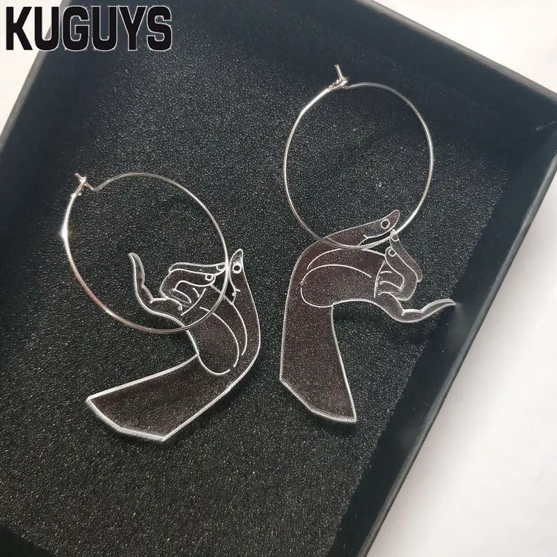 KUGUYS Модные Акриловые украшения на заказ женские прозрачные серьги капельки из