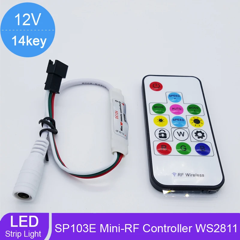 2018 Новый мини 14 клавиш SP103E радиочастотный контроллер для DC5V WS2812 DC12V WS2811