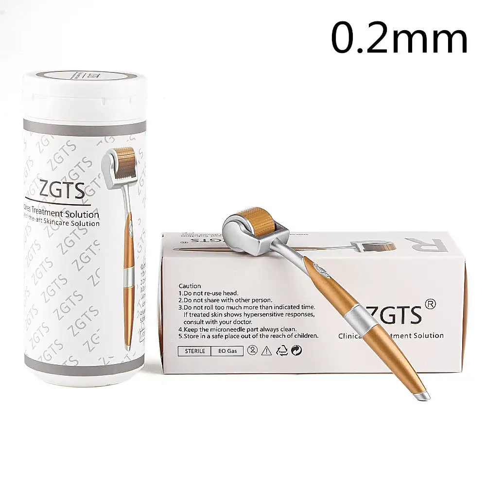0.2mm Gold Титановый ролик для лица, ручка для удаления шрамов от акне, омолаживающий уход за кожей, анти-выпадение волос, лечение тела, массажный ролик, устройство для красоты - Цвет: 0.2mm Gold