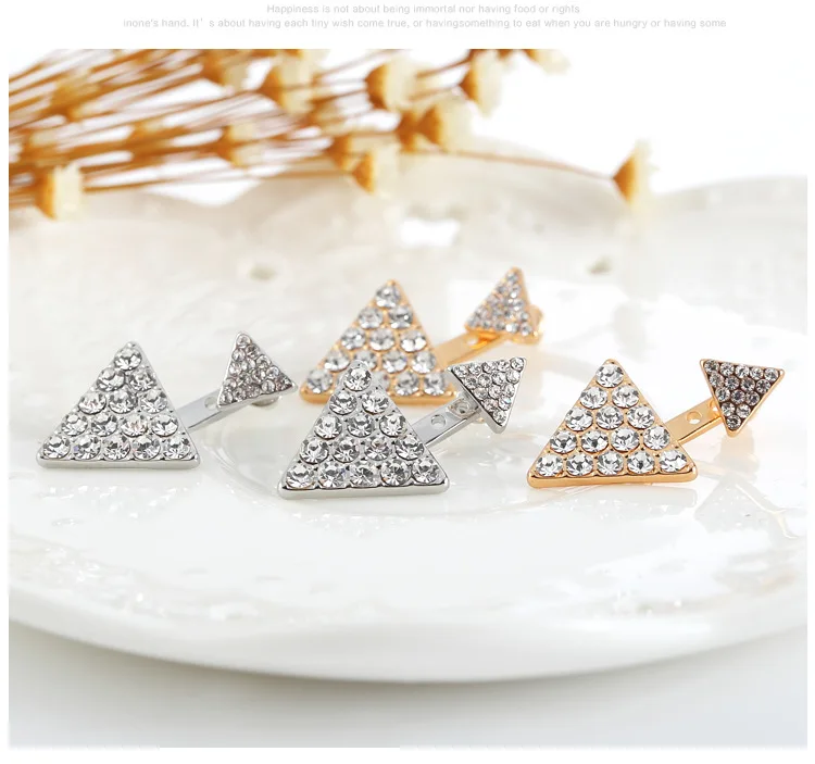 Женские серьги-гвоздики в стиле панк массивные двусторонние треугольные