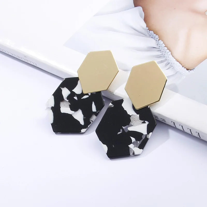 Новые простые акриловые длинные серьги с шестью углами | Украшения и аксессуары
