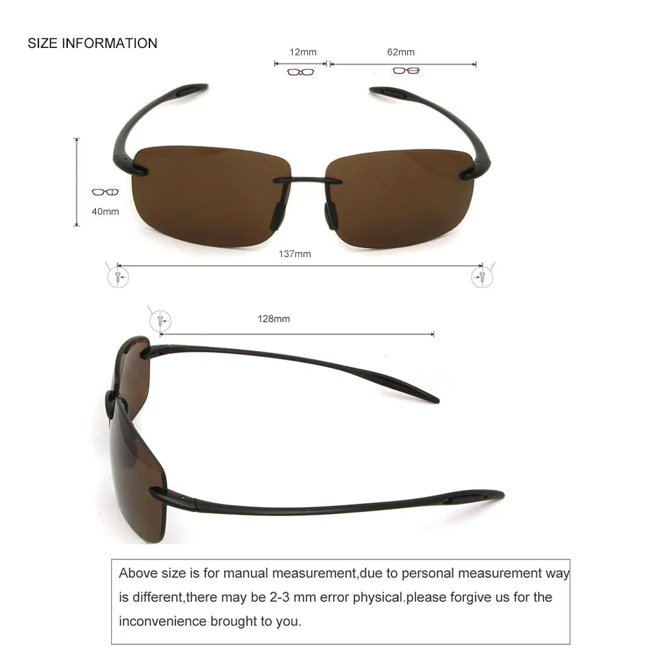 Мужские солнцезащитные очки без оправы с нейлоновыми линзами UV400|sunglasses goggles|rimless
