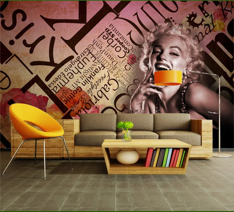 

3D Mural Marilyn Monroe Wallpaper Embossed Wall Art Nostalgic KTV Bedroom Background Wall Covering Vintage papel parede Quarto