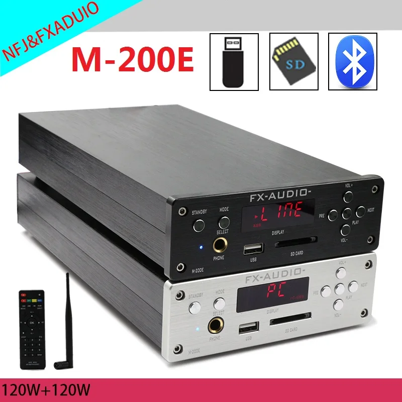 2017 FX-AUDIO M-200E цифровой аудио Bluetooth усилитель для наушников 120 Вт + вход USB/SD/RCA/FLAC 24