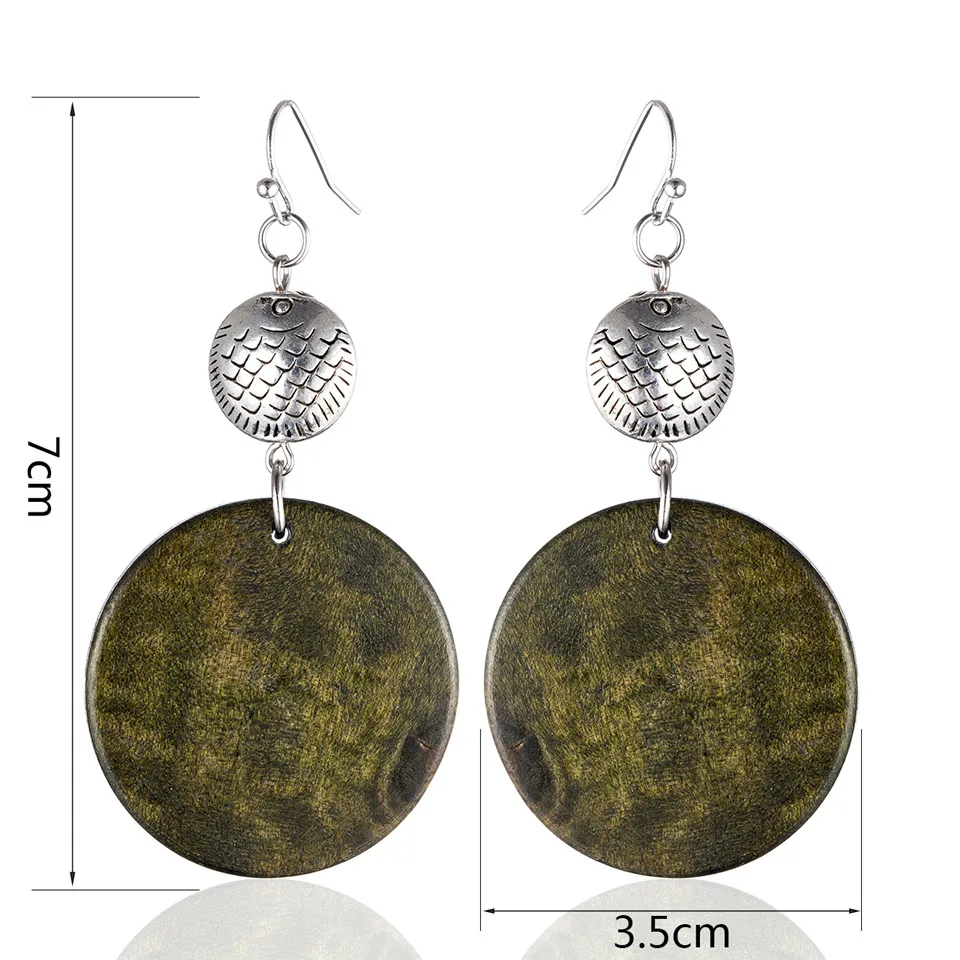 2020 Оптовая Продажа старинные женские серьги дерева ручной работы Длинные