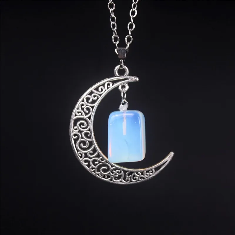 Ожерелье с подвеской Moon Charms антикварная цепочка полумесяц кварцевое ожерелье