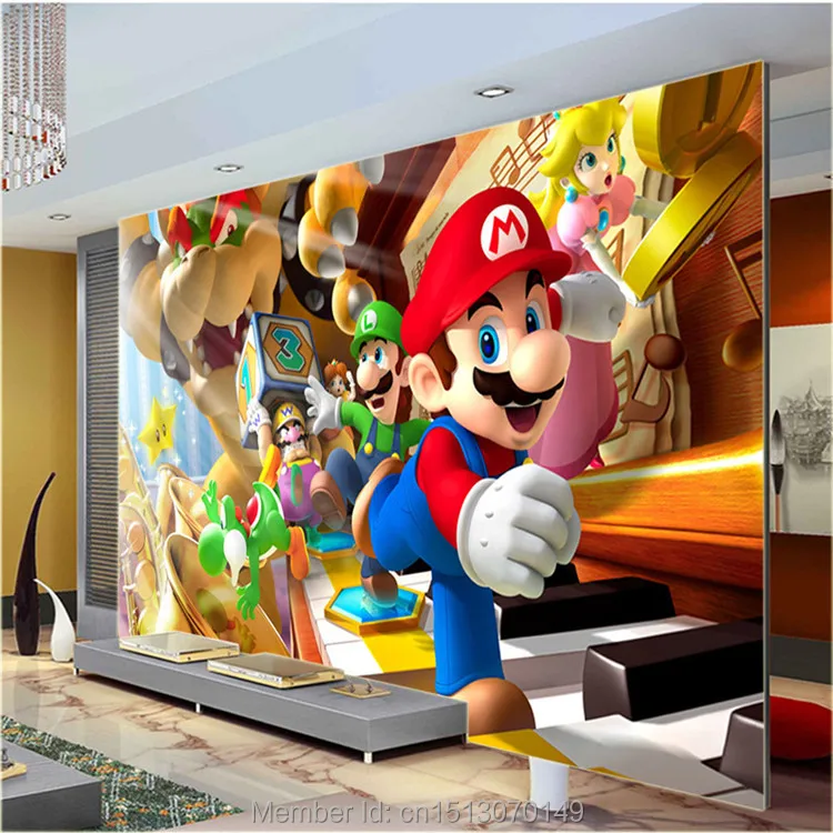 Большие фотообои на заказ Настенная роспись в стиле Super Mario Классические игровые