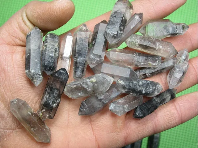 32 натуральный черный призрак кристалл кости двойной конец образцов|crystal angle|crystal