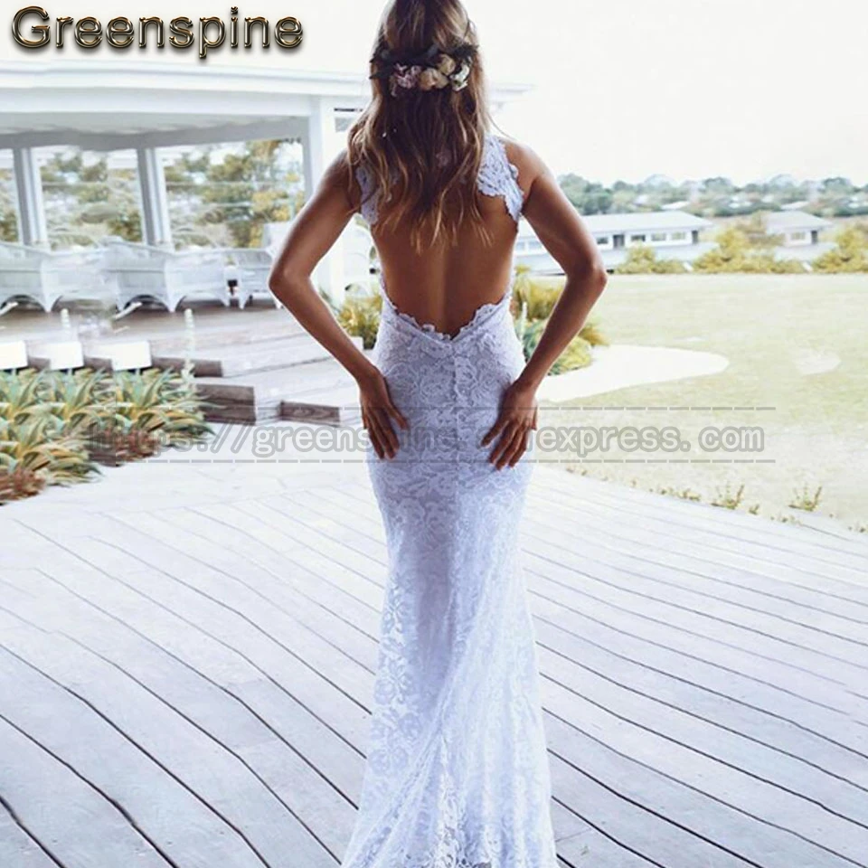 Винтажное кружевное свадебное платье русалки 2019 Vestidos de novia с открытой спиной