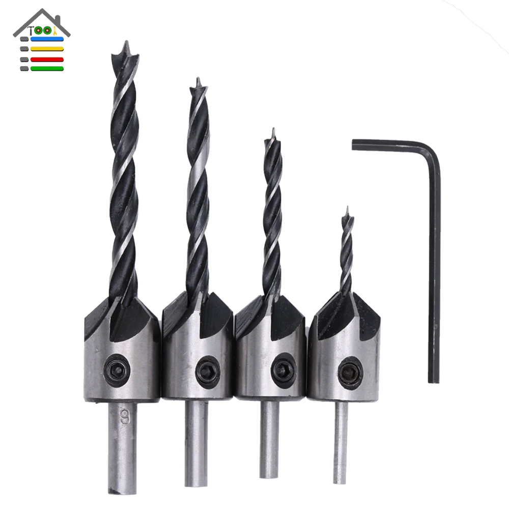 Набор сверл для деревообработки 4 шт.|countersink sizes|countersink drill bitdrilling brass |