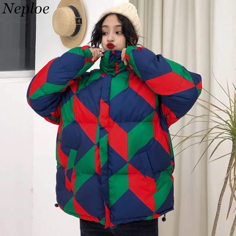 Neploe корейский негабаритных пуховик 2019 Новинка зимы пальто молния контрастного