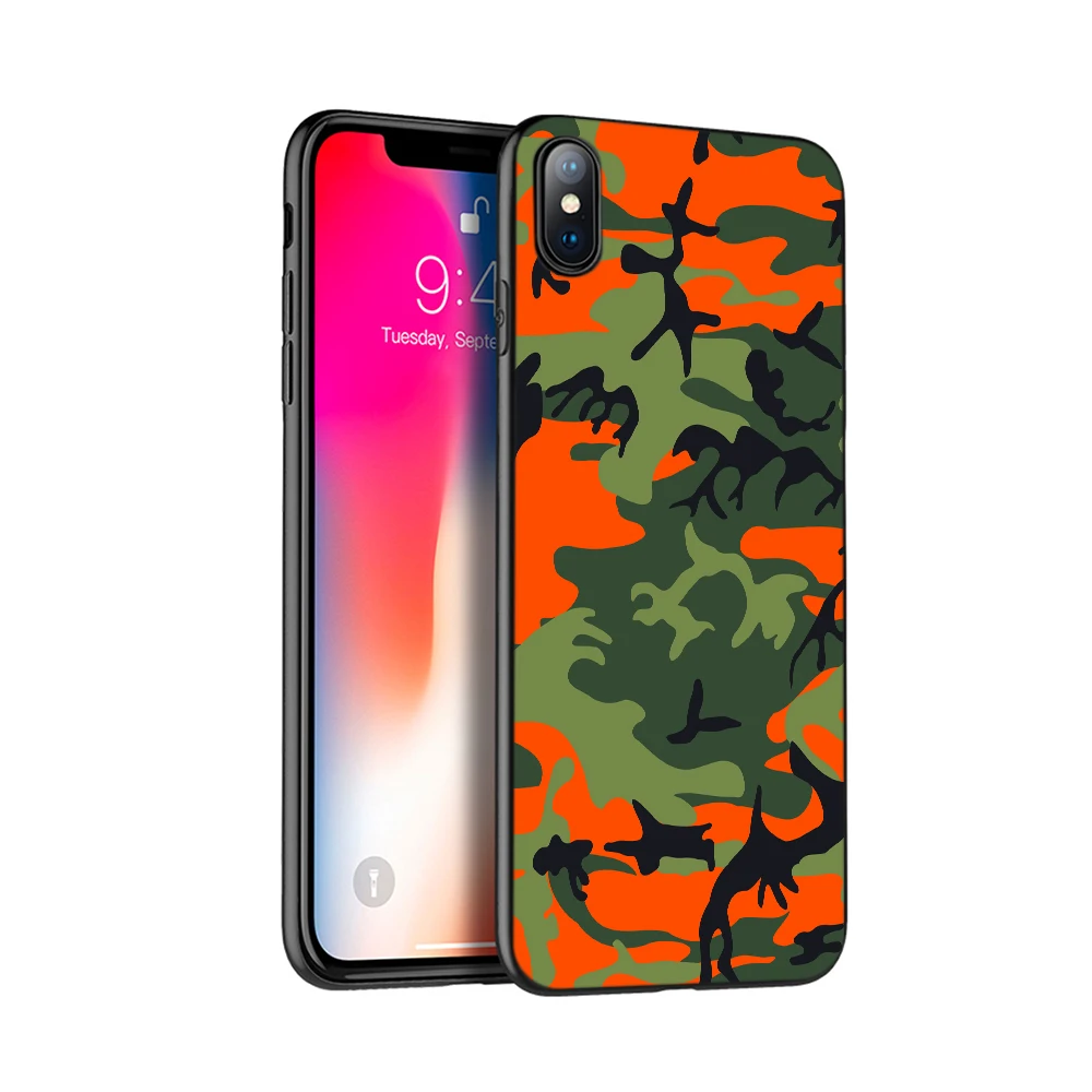 Черный чехол из ТПУ для iphone 5 5s SE 2020 6 6s 7 8 plus x 10 XR XS 11 pro MAX камуфляжный армейский