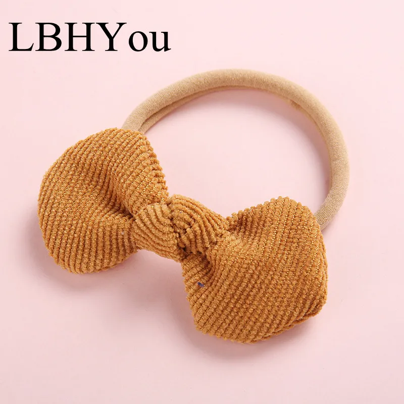 Однотонные милые вельветовые банты для девочек нейлоновые повязки на голову