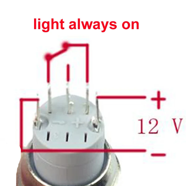 Металлический переключатель 16 мм 12 В кнопка включения/выключения красного