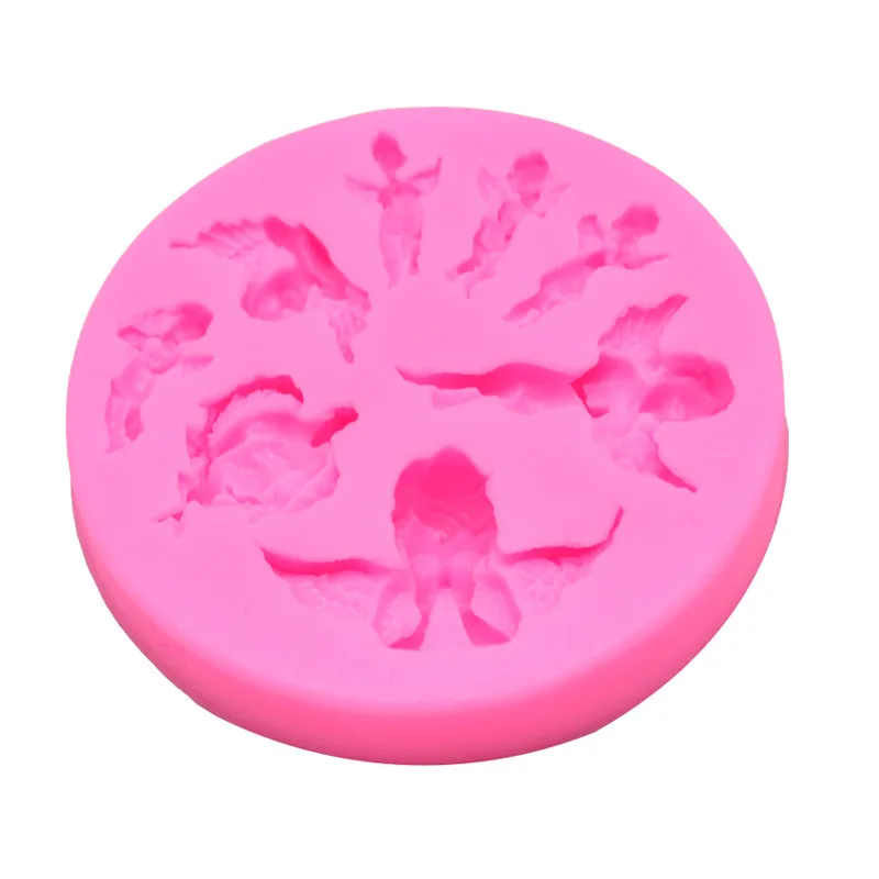 

8 маленьких ангелов, силиконовая форма, 3D форма для украшения торта, шоколада, инструмент для помадки, сахара для выпечки, кухонные аксессуар...