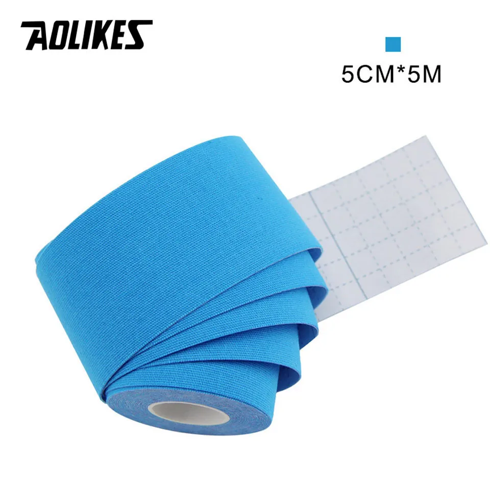 Light Blue AOLIKES эластичная кинезиологическая лента Атлетическая восстанавливающая Спортивная безопасность мышцы облегчение боли наколенники Поддержка тренажерный зал фитнес бандаж - Цвет: Light Blue
