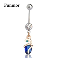 mode fashion ouro gold small snake body piercing navel ring dangle belly button ring accessory percing pircing sex bijoux