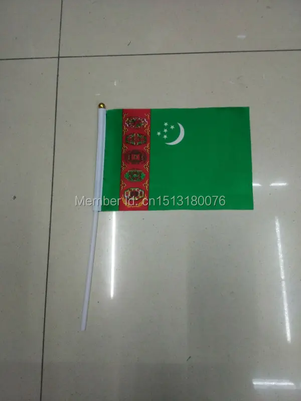 100 шт./лот рекламный оптовый маленький Туркестан ручной Мах Национальный флаг 14*21