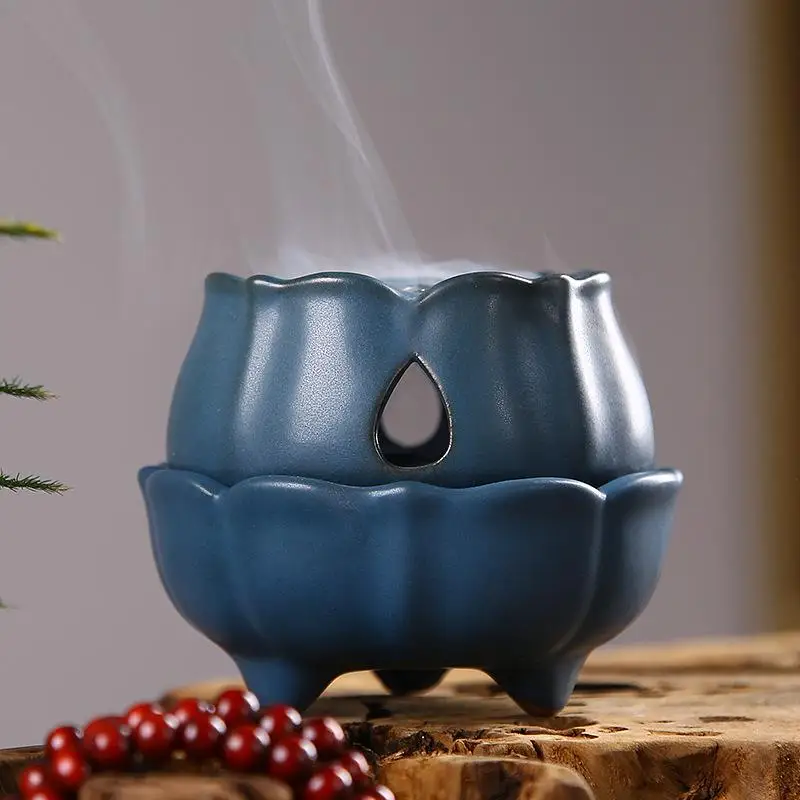 

Lotus Porcelain Incense Burner Creative Flower Ceramics Smoke Incense Holder Burner Aromatherapy Home Yoga Decor Gift