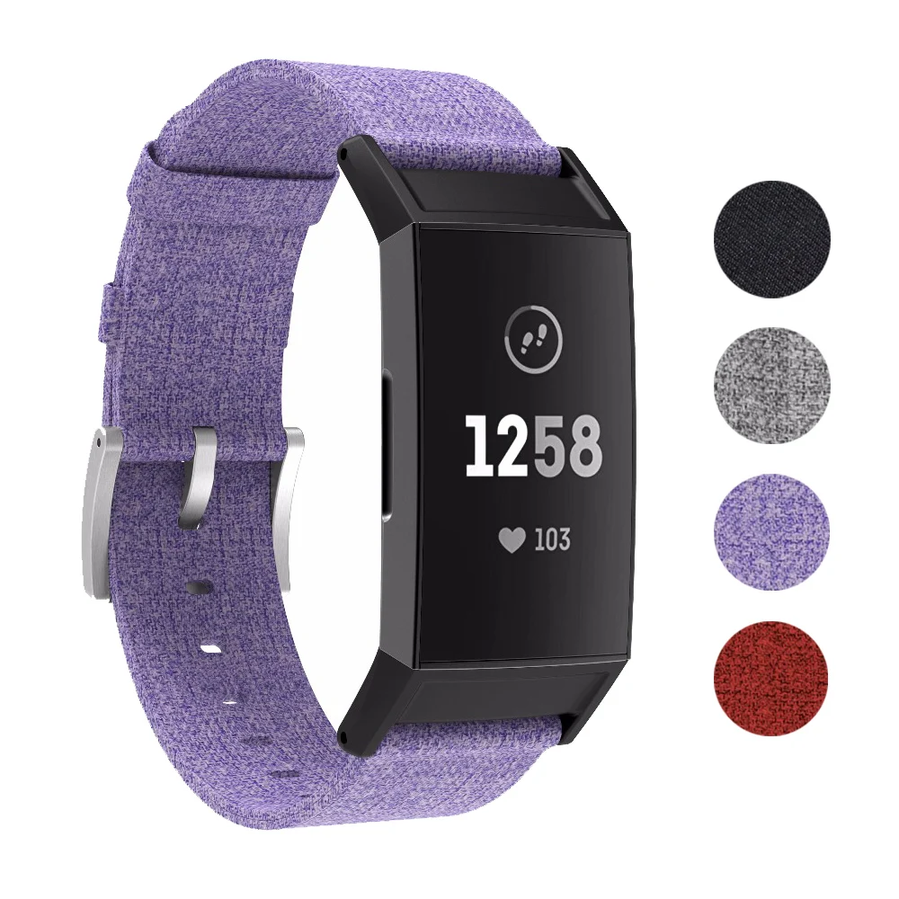 Ремешок для часов плетеная холщовая ткань Fitbit Charge 3 4 Band Браслет charge3 аксессуары