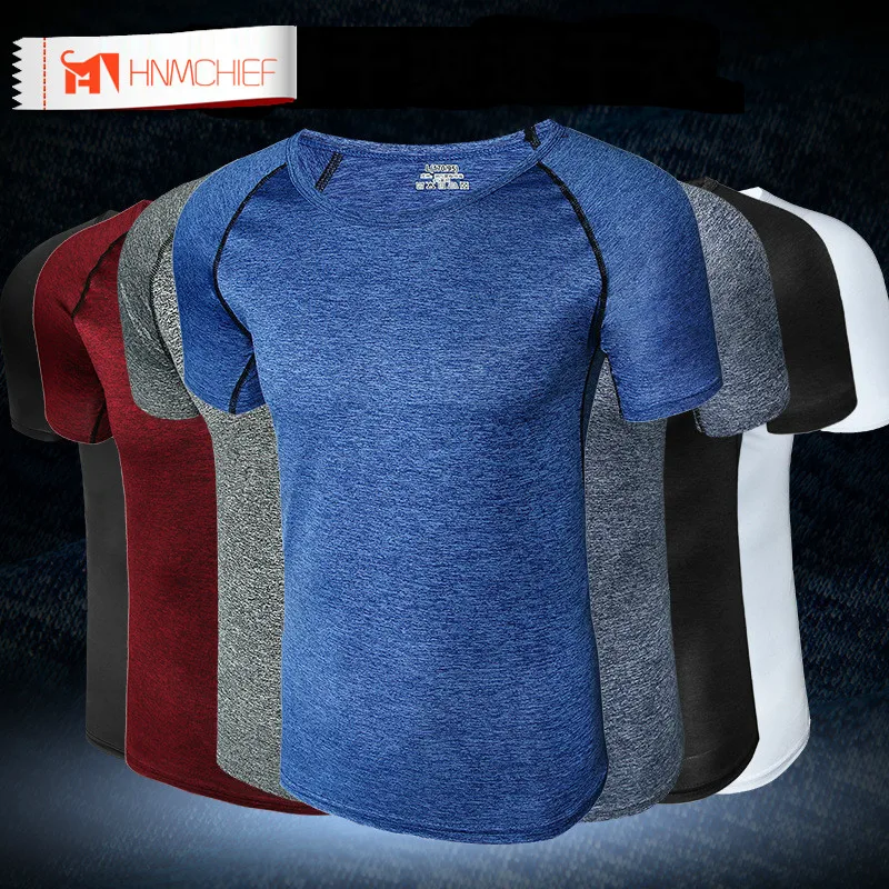

HNMCHIEF Big Size Summer Men Gyms Fitness T-shirt Creative Simple Round Neck Quick-drying Breathable T Shirt Men's Tops&Tees