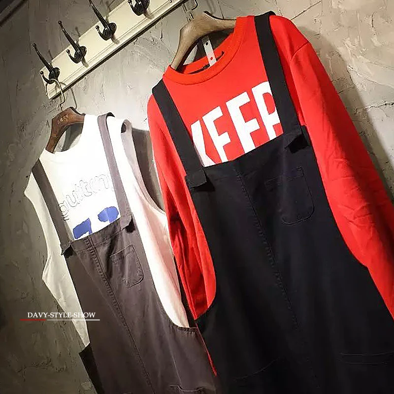 

2018 M-XXL Men hanging bib pants Men's fashion pure color restoring ancient ways straps trousers singer's clothing