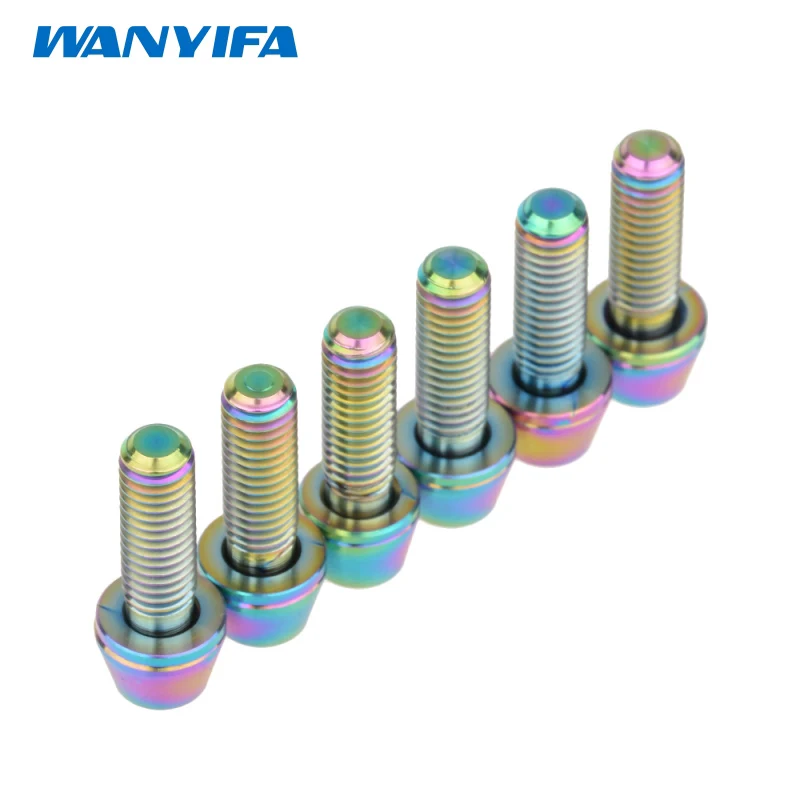 6 шт M5X16mm винты из титанового сплава золота Конус колпачки титановые для