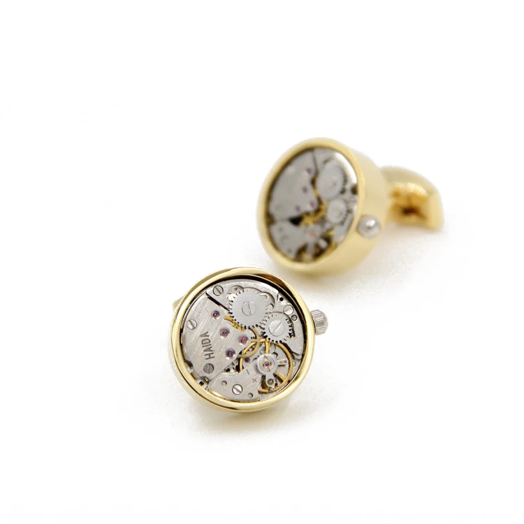 Хит! Нефункциональные запонки для часов Золотые круглые Мужская мода Жених