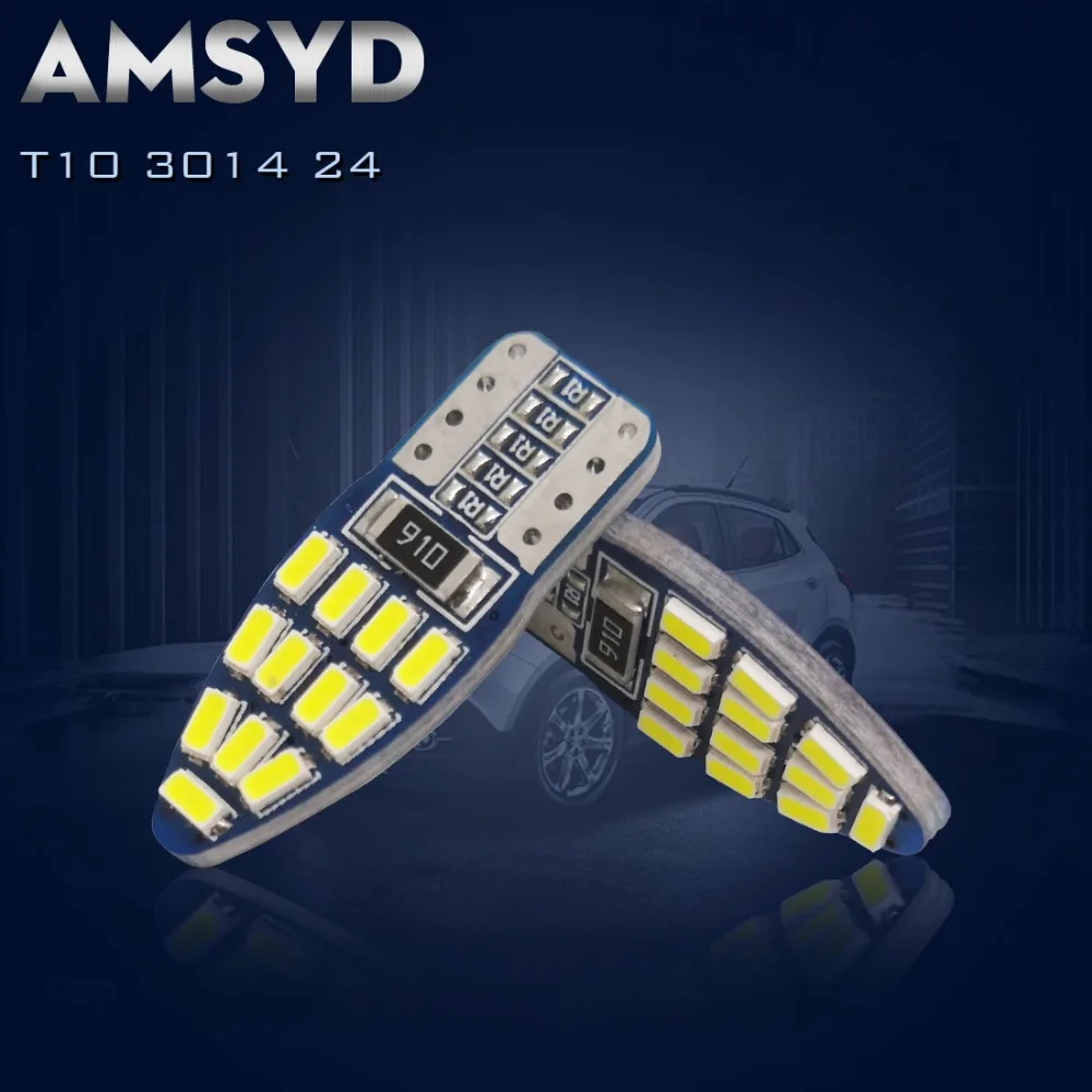 6 шт. * T10 W5W светодисветодиодный белый/розовый/Ледяной Синий/Красный 24 SMD CANBUS 3014 DC 12V